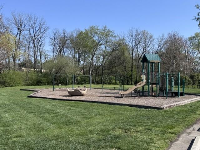 communal playground with a lawn