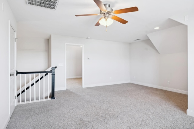 bonus room with recessed lighting, baseboards, visible vents, and carpet floors