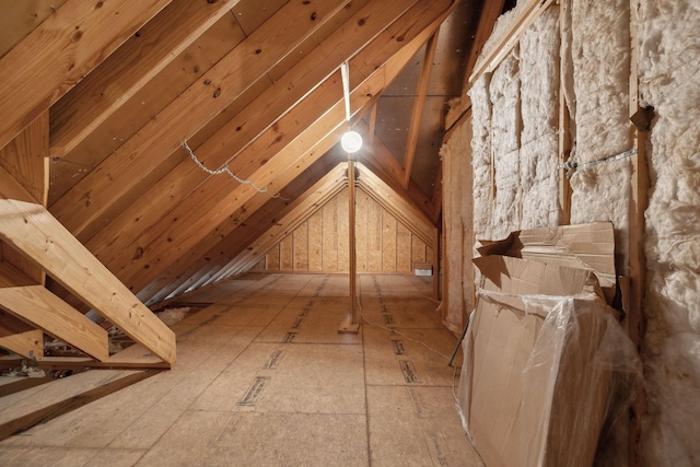 view of unfinished attic