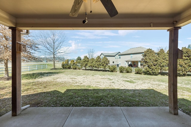 view of yard featuring a patio area and fence