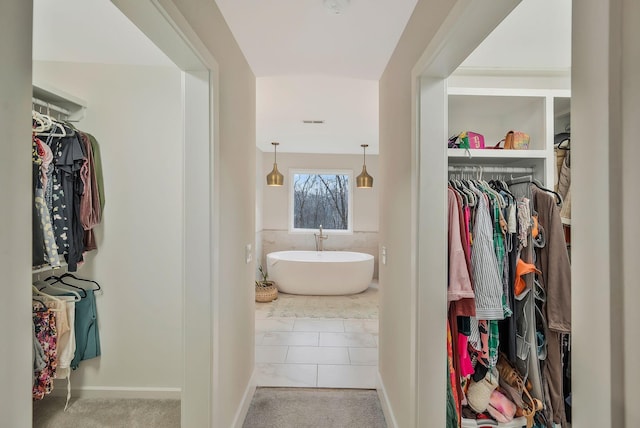 spacious closet with visible vents