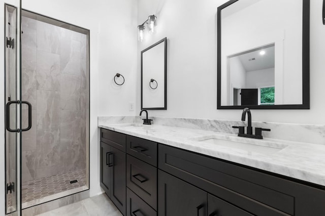 4410 Shiloh Canaan Rd, Palmyra, TN 37142 - bathroom featuring a shower stall and double vanity