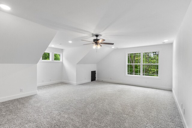 4410 Shiloh Canaan Rd, Palmyra, TN 37142 - additional living space featuring carpet, a ceiling fan, recessed lighting, vaulted ceiling, and baseboards