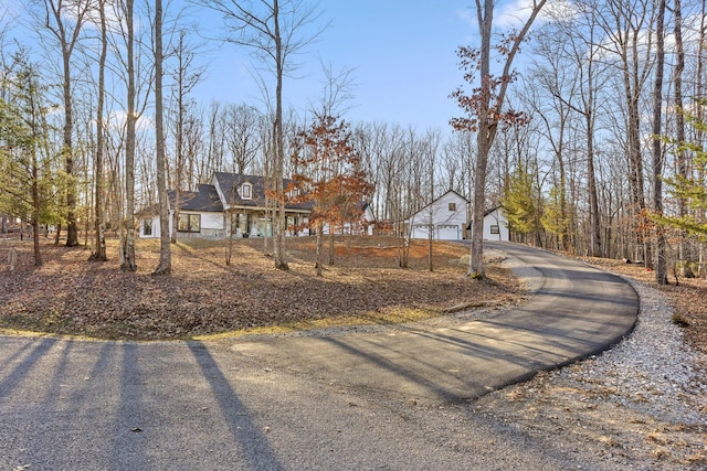 view of front facade with curved driveway