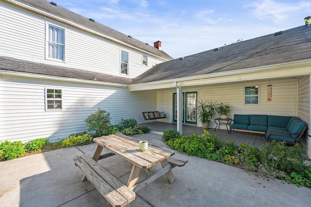 view of patio featuring an outdoor living space and outdoor dining area