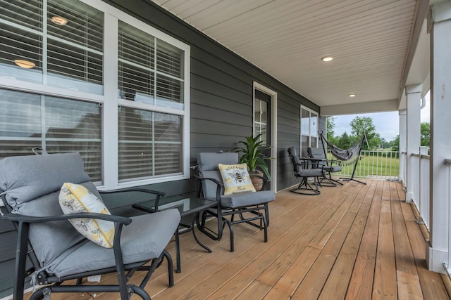 wooden deck featuring a porch