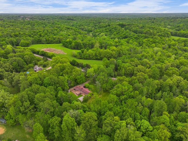 birds eye view of property with a view of trees