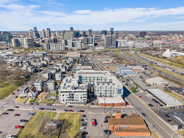 drone / aerial view featuring a city view