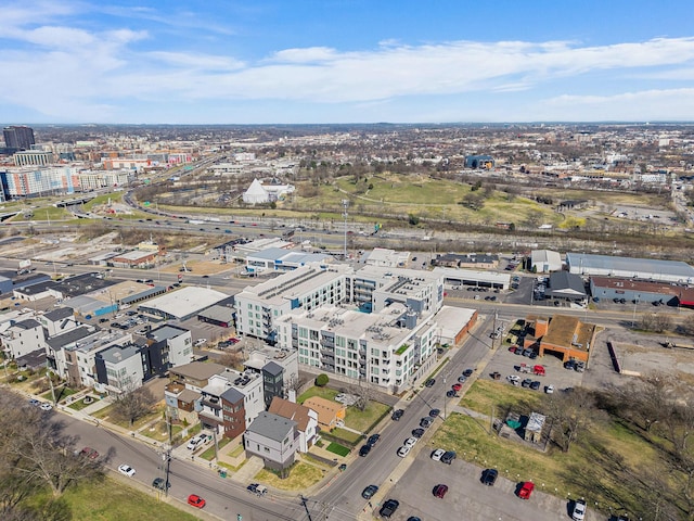 drone / aerial view with a view of city