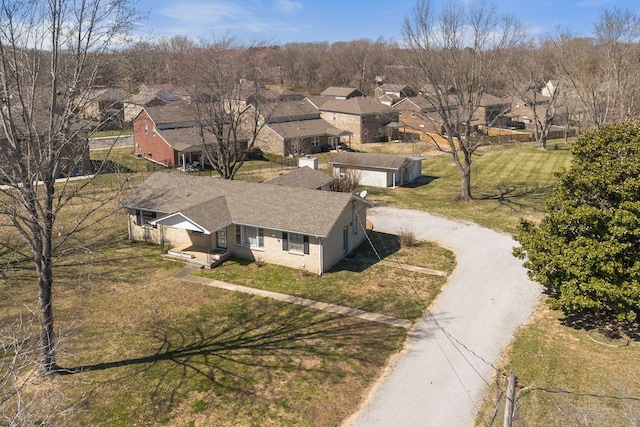 birds eye view of property with a residential view