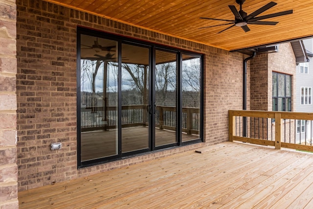 wooden terrace with ceiling fan