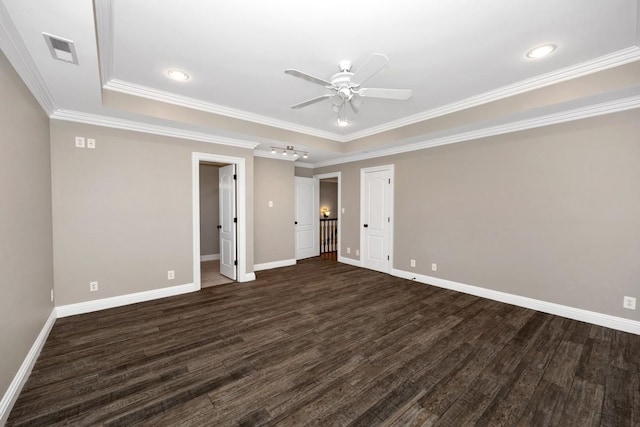 unfurnished bedroom featuring dark wood finished floors, visible vents, and baseboards