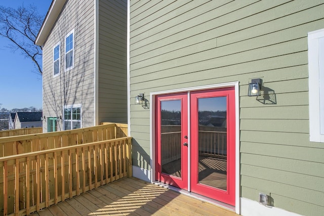 wooden terrace with french doors