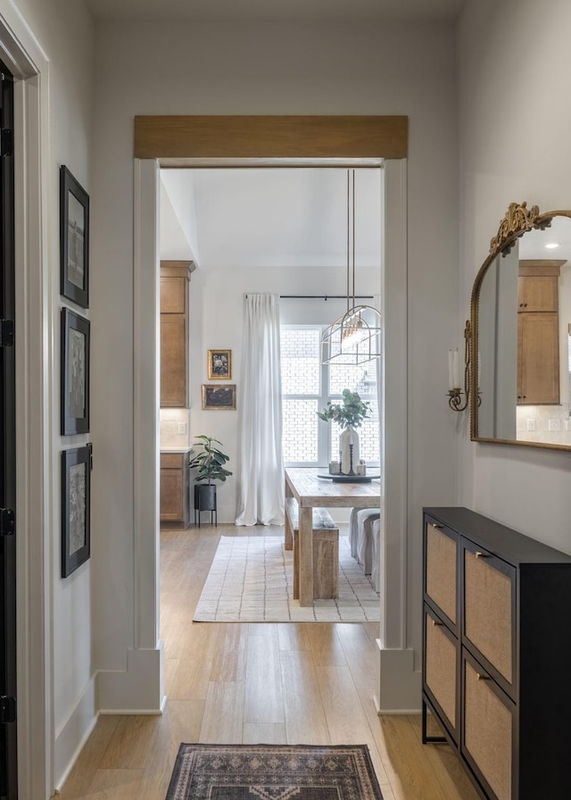 hall featuring light wood-style floors