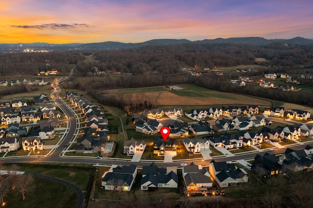 bird's eye view with a mountain view and a residential view