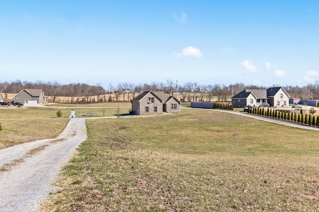 view of yard with a rural view and fence