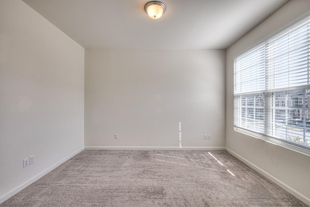 empty room featuring baseboards and carpet floors