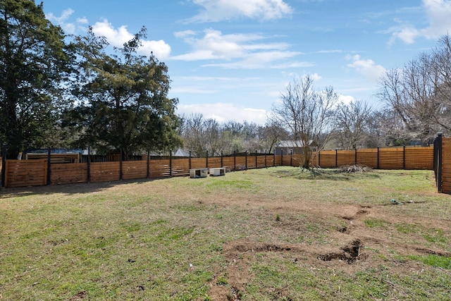 view of yard featuring a fenced backyard