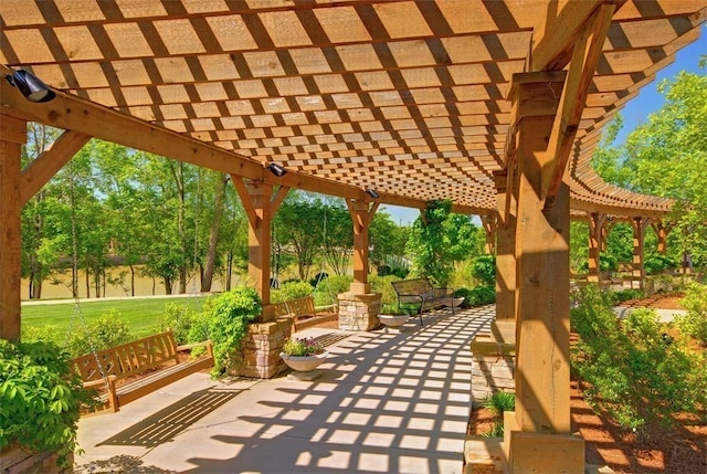 view of patio with a pergola