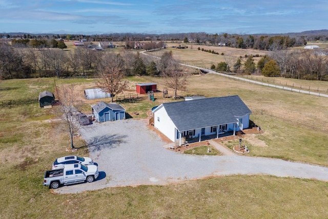 aerial view with a rural view