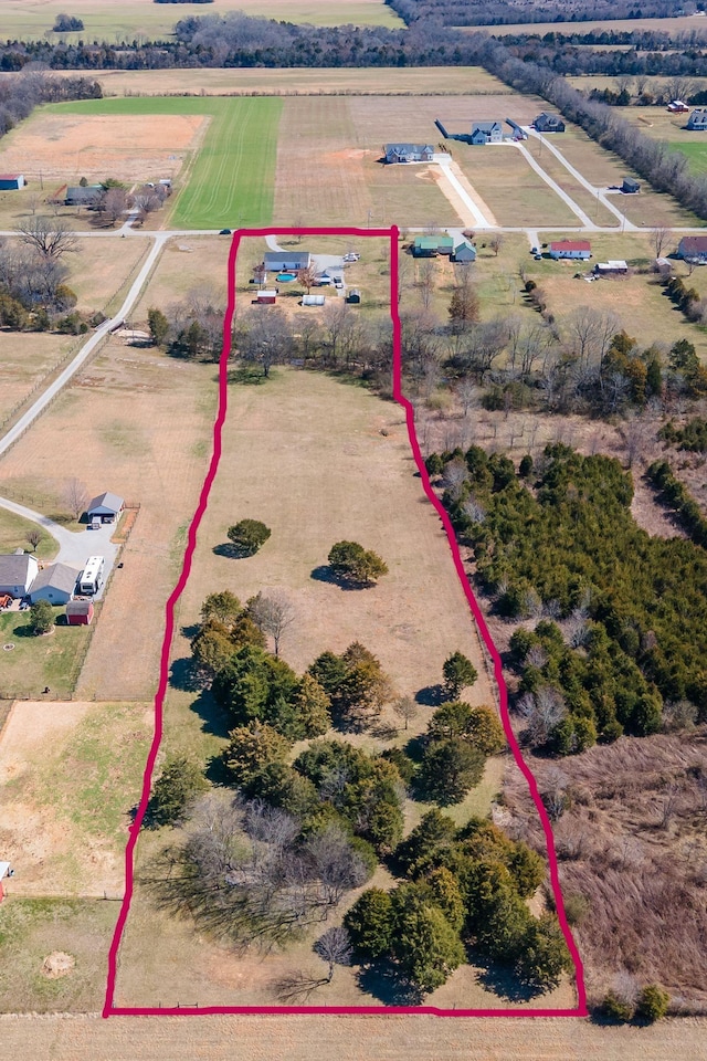 aerial view featuring a rural view