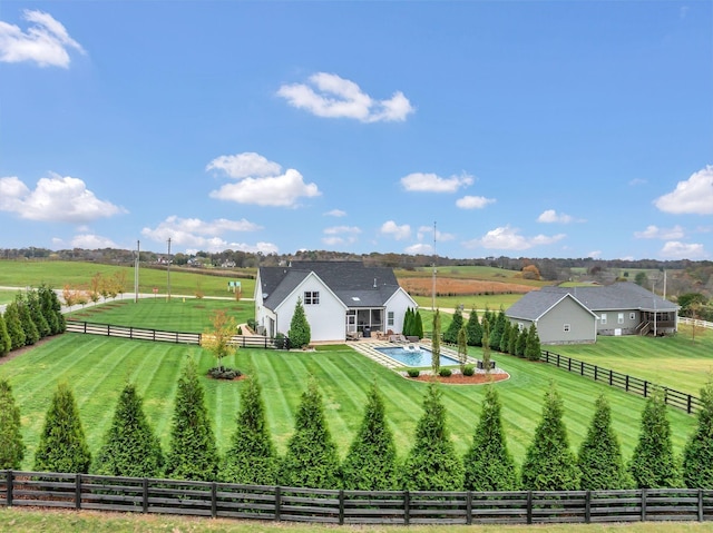 drone / aerial view featuring a rural view