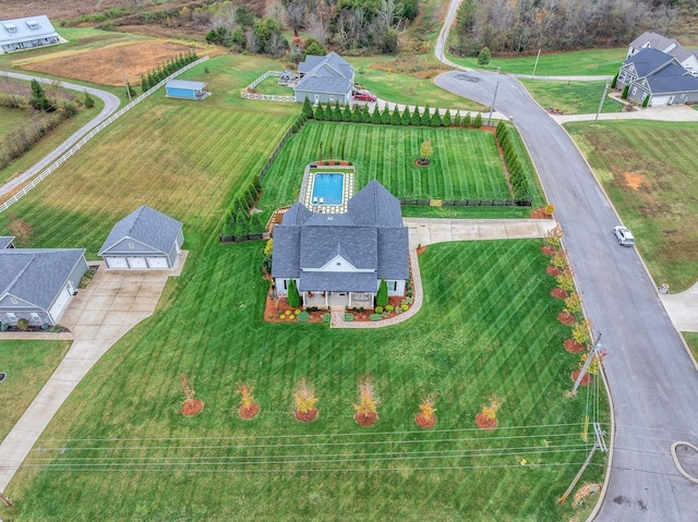 aerial view featuring a rural view