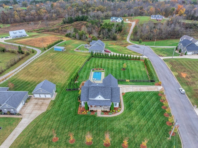 aerial view with a rural view