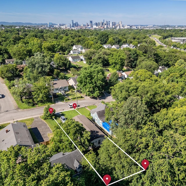 aerial view with a city view