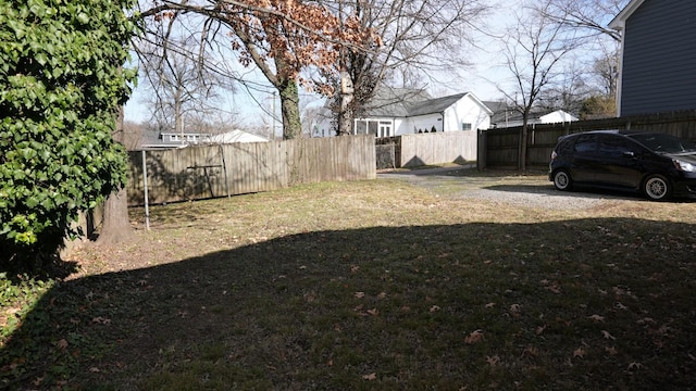 view of yard featuring a fenced backyard