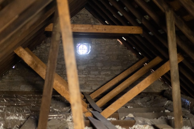 view of unfinished attic