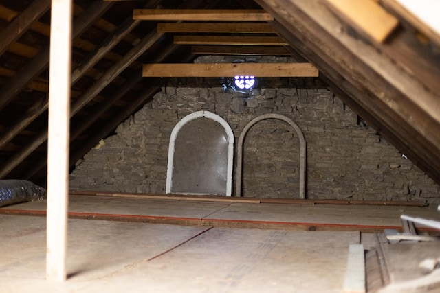 view of unfinished attic