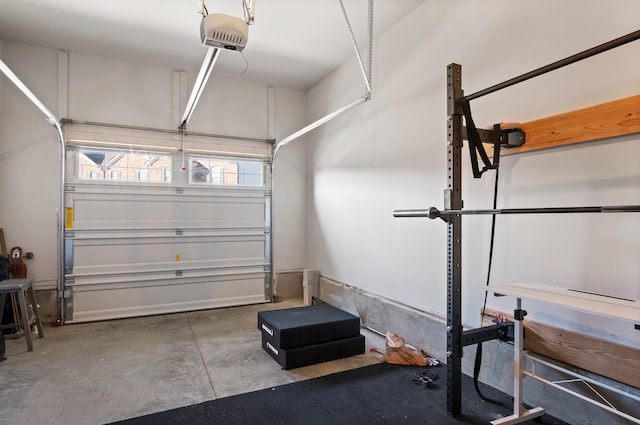 garage with a garage door opener