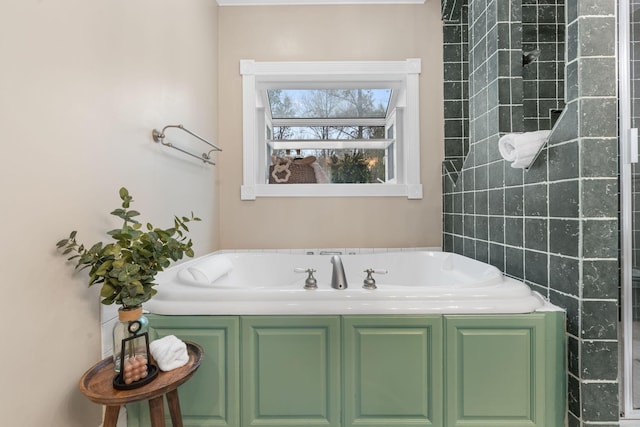 full bathroom featuring a garden tub