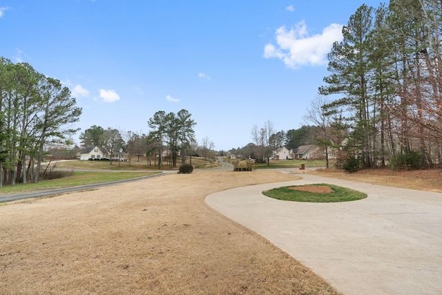 view of home's community featuring curved driveway