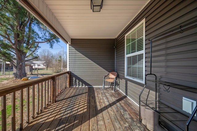 wooden deck with covered porch