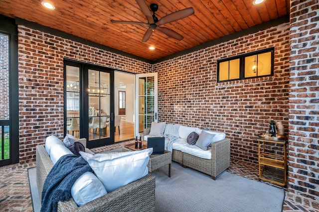 view of patio / terrace with ceiling fan and outdoor lounge area