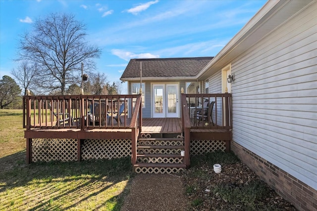 deck with a lawn