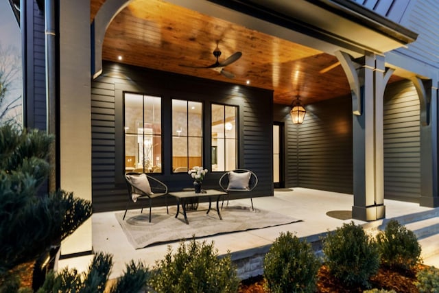 view of patio / terrace with a ceiling fan