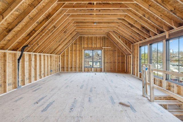 view of unfinished attic