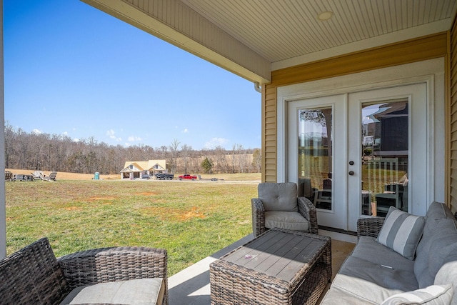 view of patio featuring french doors