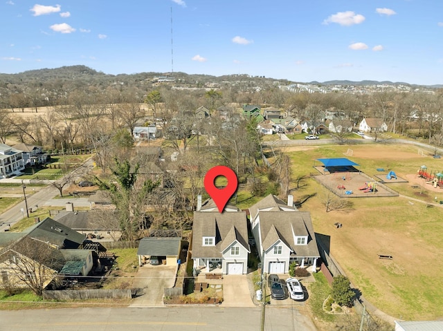 aerial view with a residential view