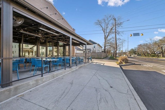 exterior space with street lights