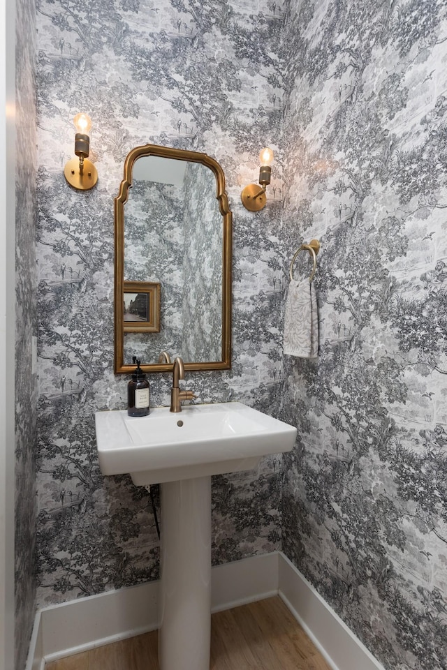 bathroom featuring wood finished floors