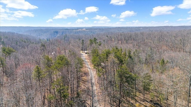 birds eye view of property with a forest view