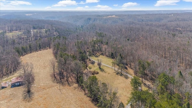 drone / aerial view with a forest view