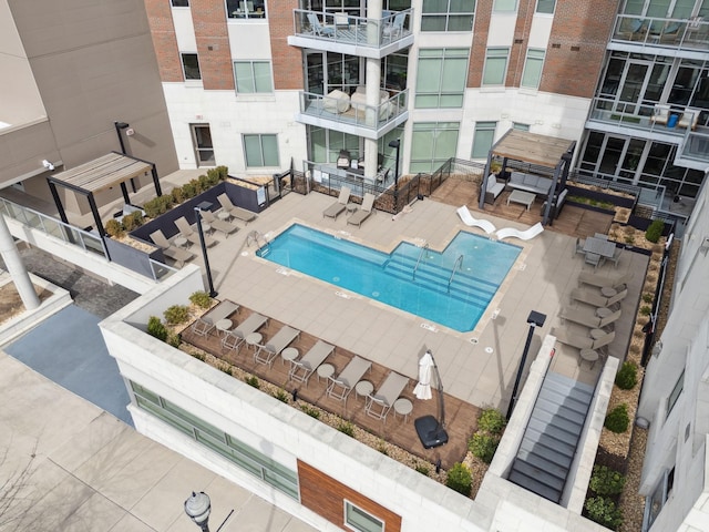 pool featuring a patio area