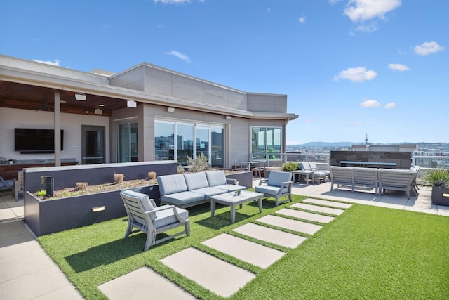 exterior space with an outdoor hangout area