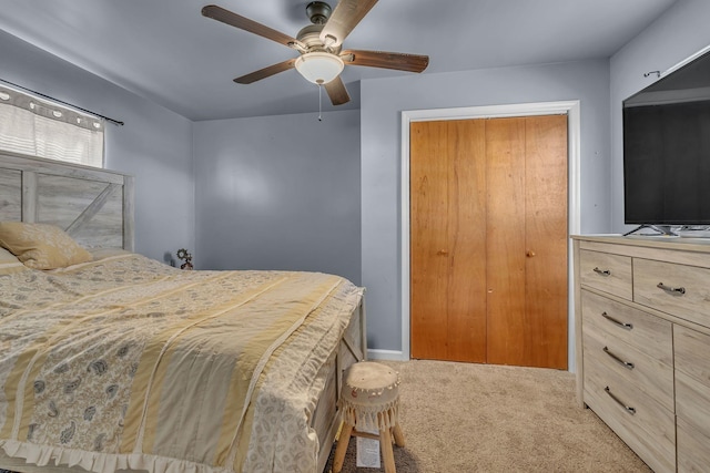 bedroom featuring carpet and ceiling fan