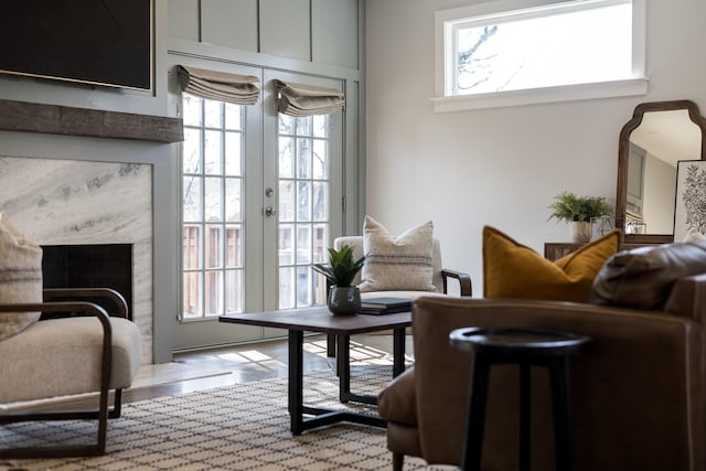 living area with french doors